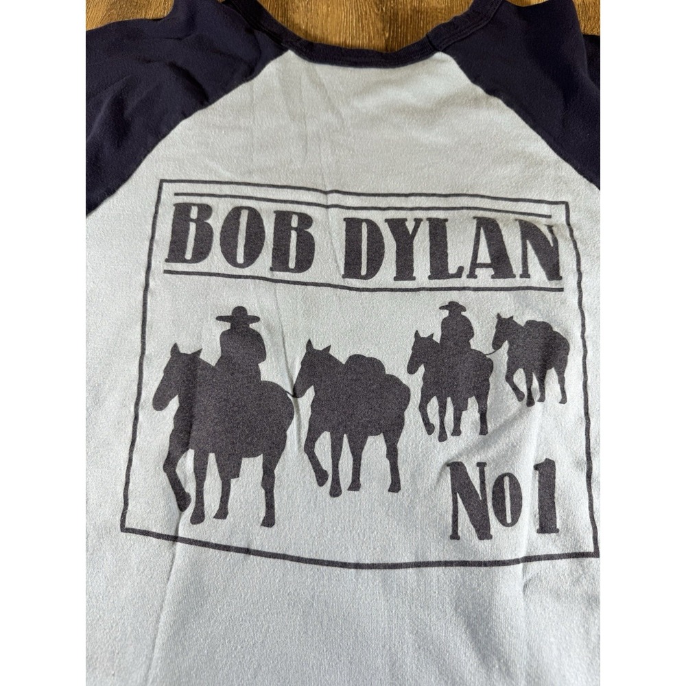Bob Dylan Shirt XL American Apparel Raglan 3/4 Sleeve Cowboy Western Y2K Graphic
